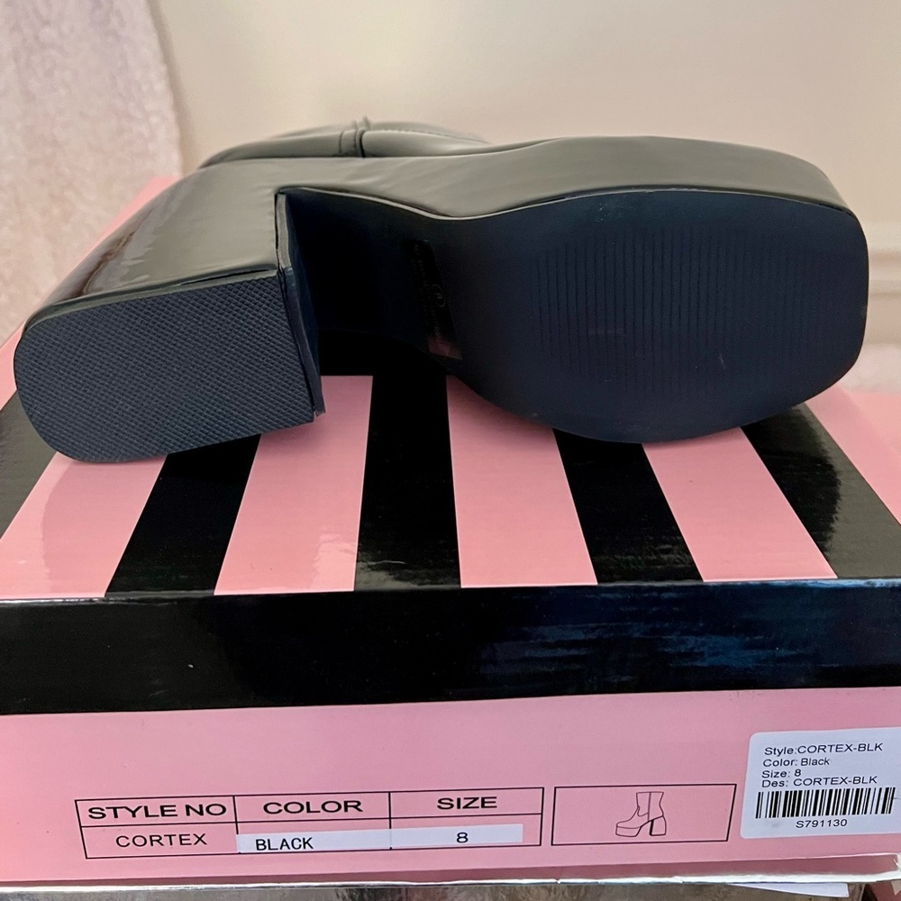 NIB Dolls Kill Lady GoDiva The Final Matrix Platform Ankle Boots Cortex in Black - Picture 7 of 10